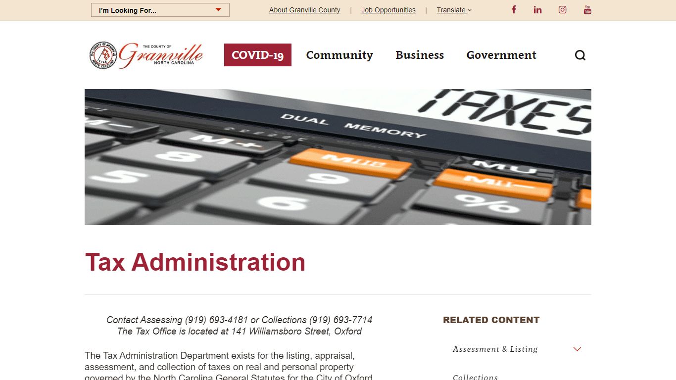 Tax Administration - Granville County